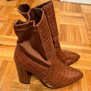 Krush Brown Patent Snake Ankle Boots